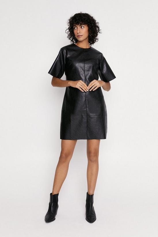 Oasis Faux Leather Shift Dress 1