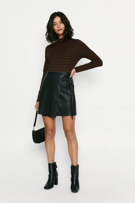 Oasis Faux Leather Wrap Mini Skirt 1