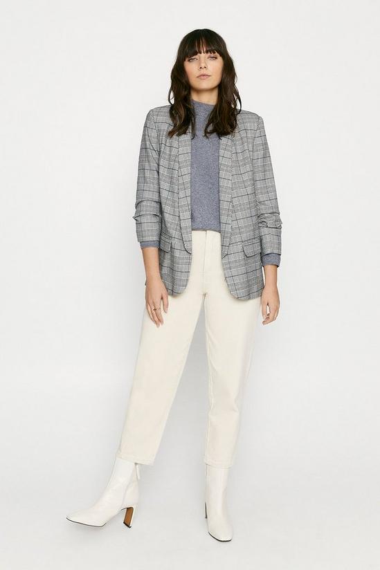 Oasis Check Ruched Sleeve Jacket 1