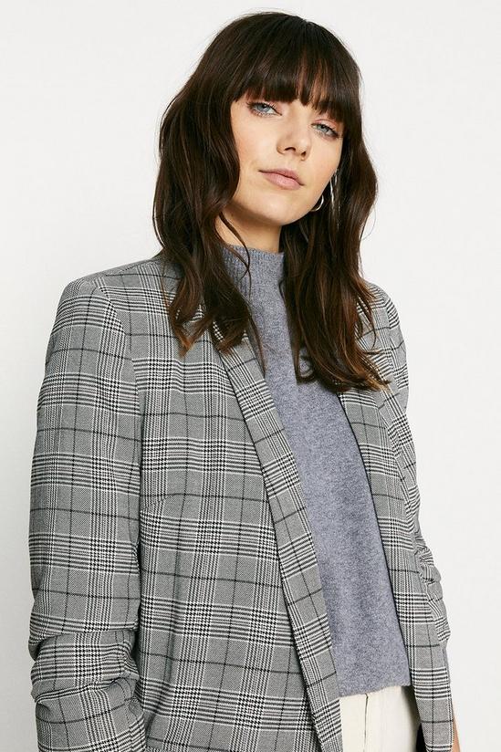 Oasis Check Ruched Sleeve Jacket 2