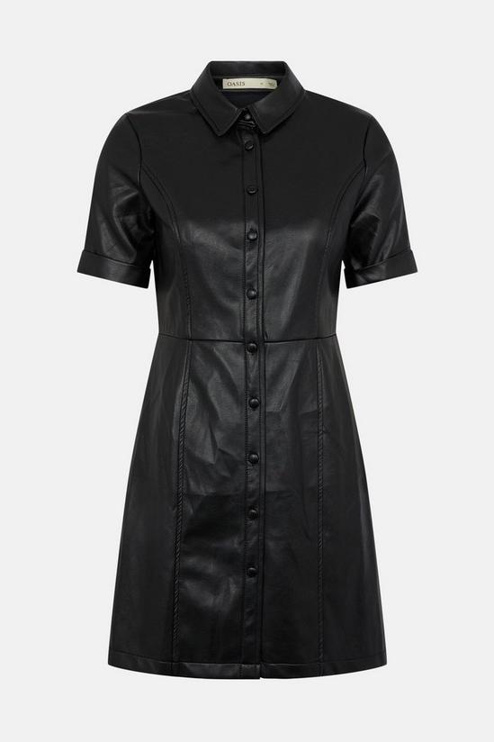 Oasis Faux Leather Button Through Shift Dress 5
