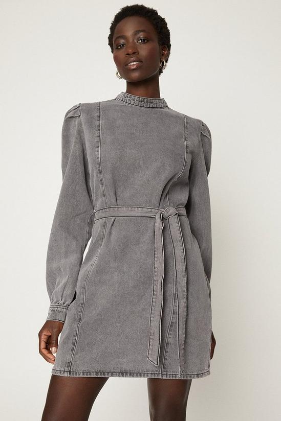Oasis Puff Sleeve Belted Dress 2
