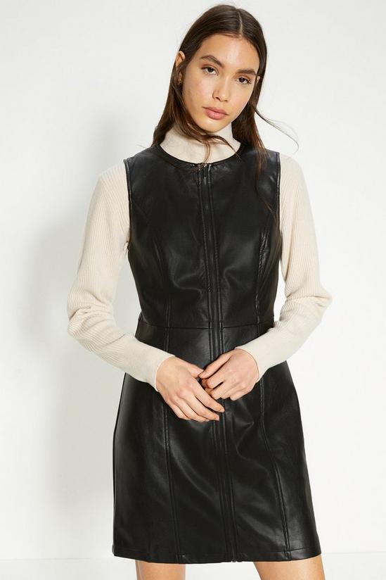 Oasis Faux Leather Zip Through Dress 1