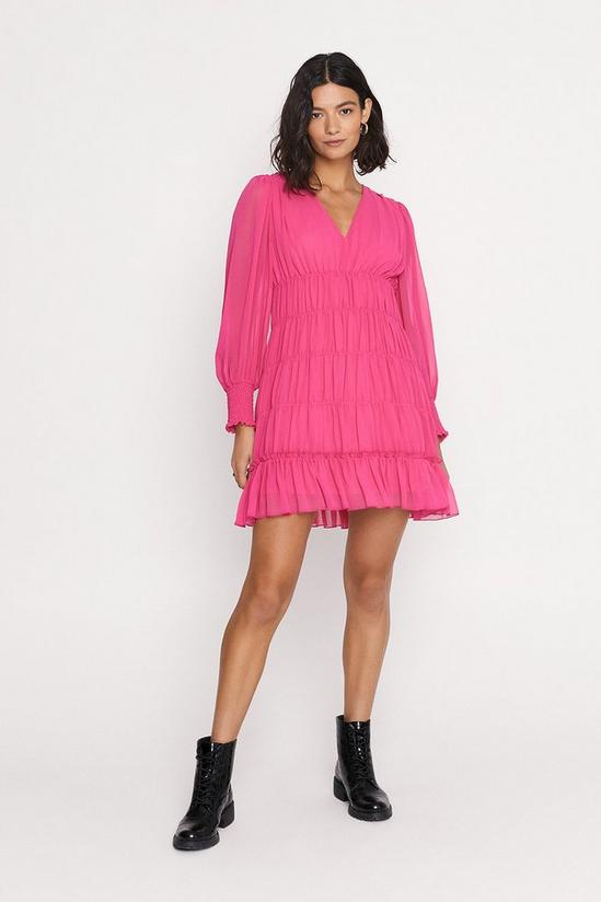 Oasis Shirred V Neck Mini Dress 1