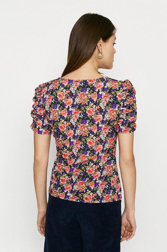Oasis Printed Rouched Sleeve Top 3
