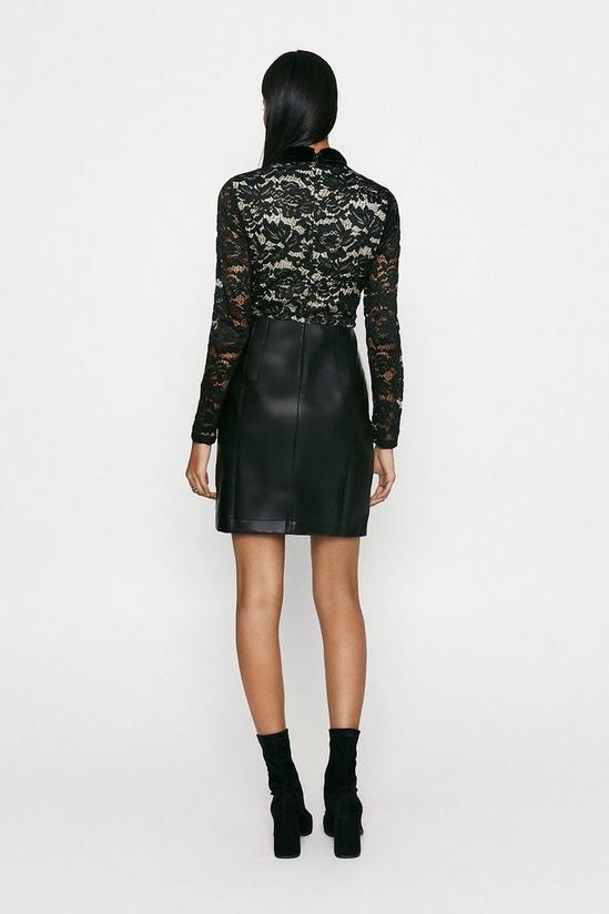 Oasis Faux Leather Lace Top Dress 3