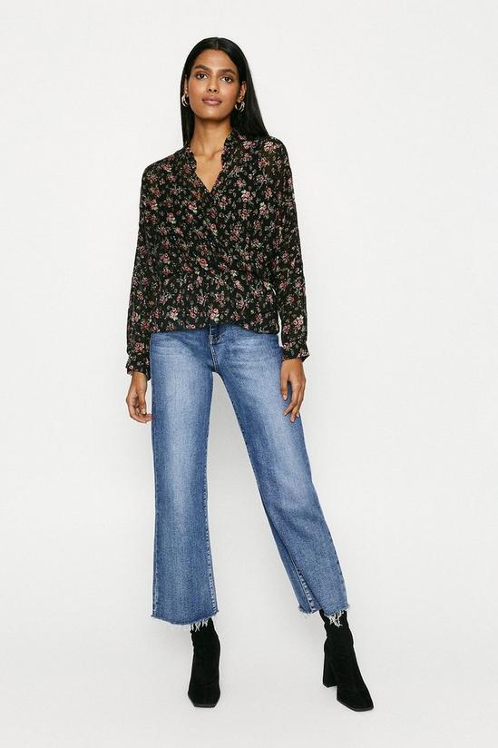 Oasis Clipped Floral Wrap Top 1