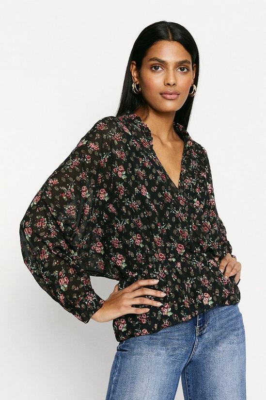 Oasis Clipped Floral Wrap Top 2