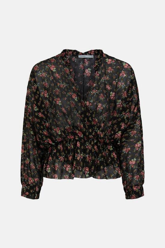 Oasis Clipped Floral Wrap Top 4