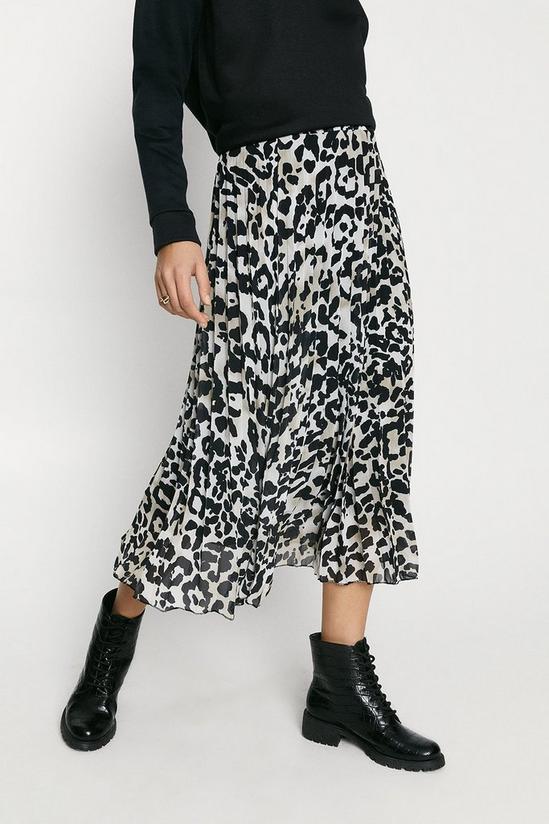 Oasis Leopard Metallic Clipped Skirt 2