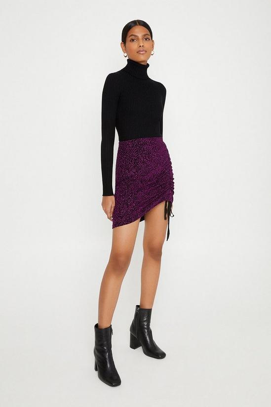 Oasis Ruched Animal Glitter Mini Skirt 1