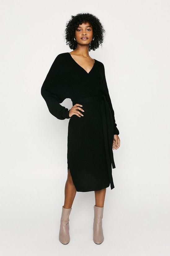 Oasis Long Wrapped Belted Knitted Dress 1