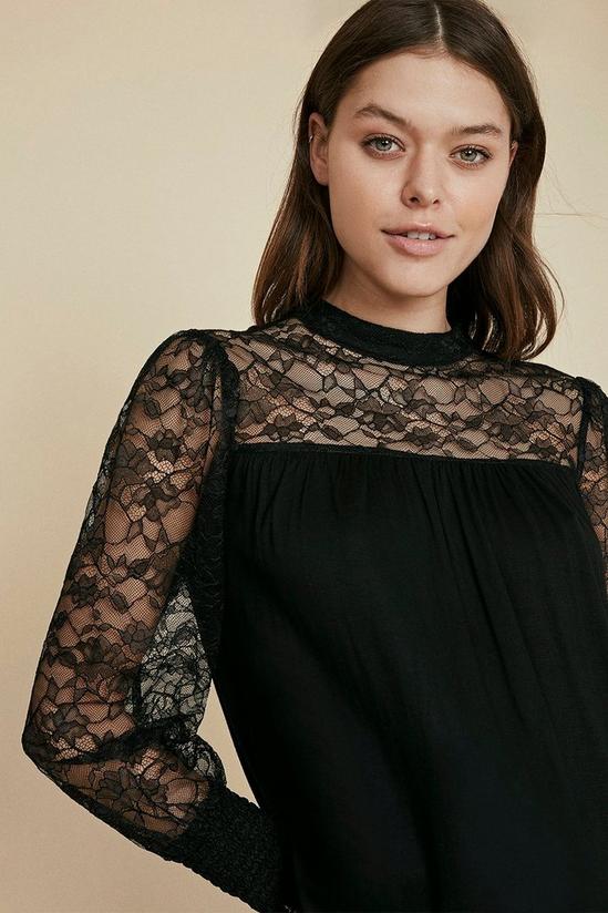 Oasis Lace Yoke And Sleeve Top 1