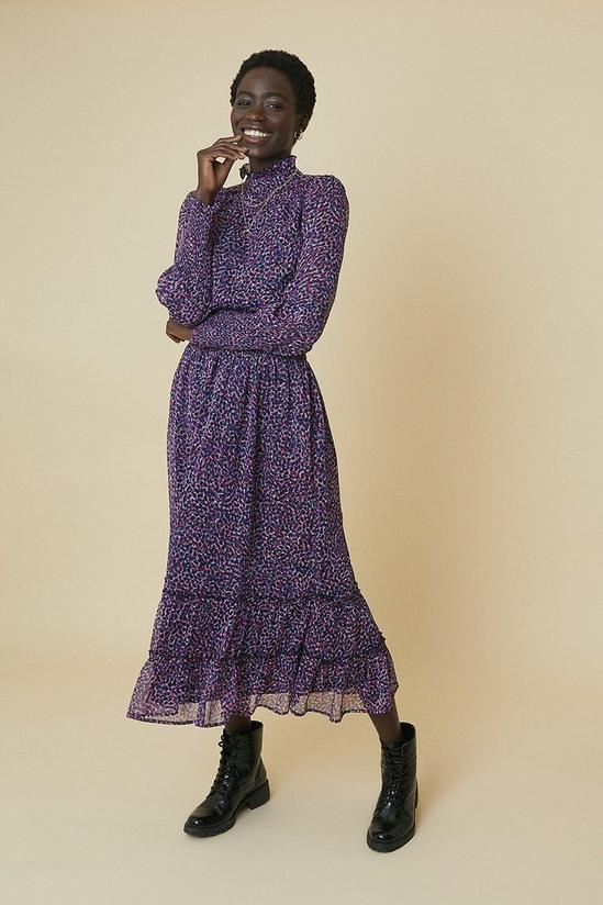 Oasis Printed Shirred Waist Midi Dress 1