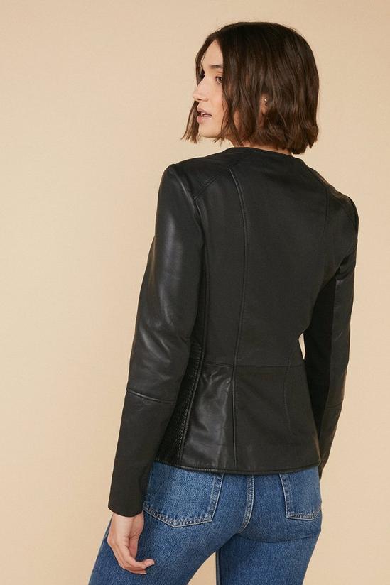 Oasis Collarless Leather Jacket 3