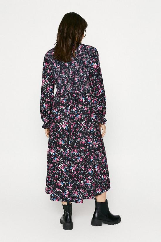 Oasis Shirred Bodice Printed Midi Dress 3