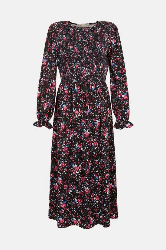 Oasis Shirred Bodice Printed Midi Dress 4