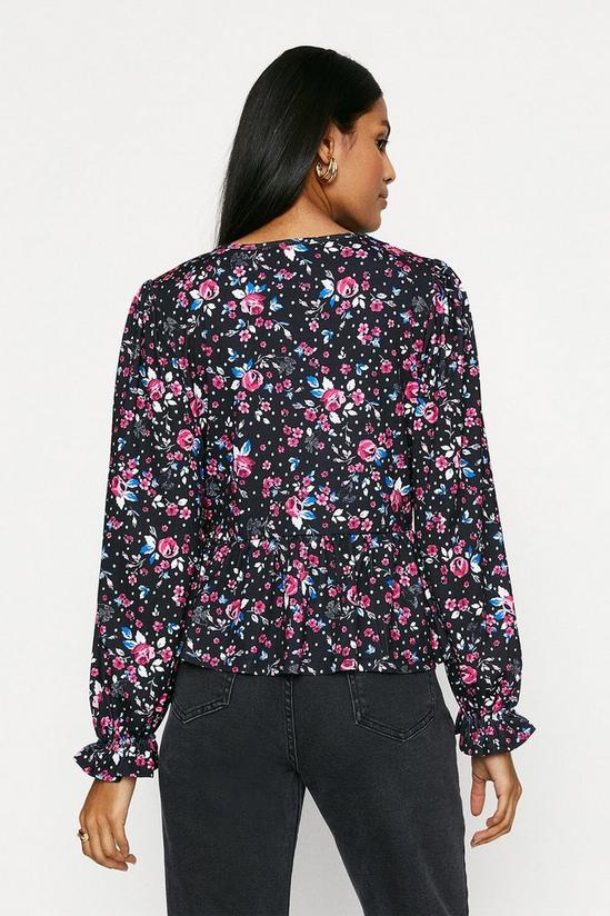 Oasis Shirred Bodice Printed Long Sleeve Top 3