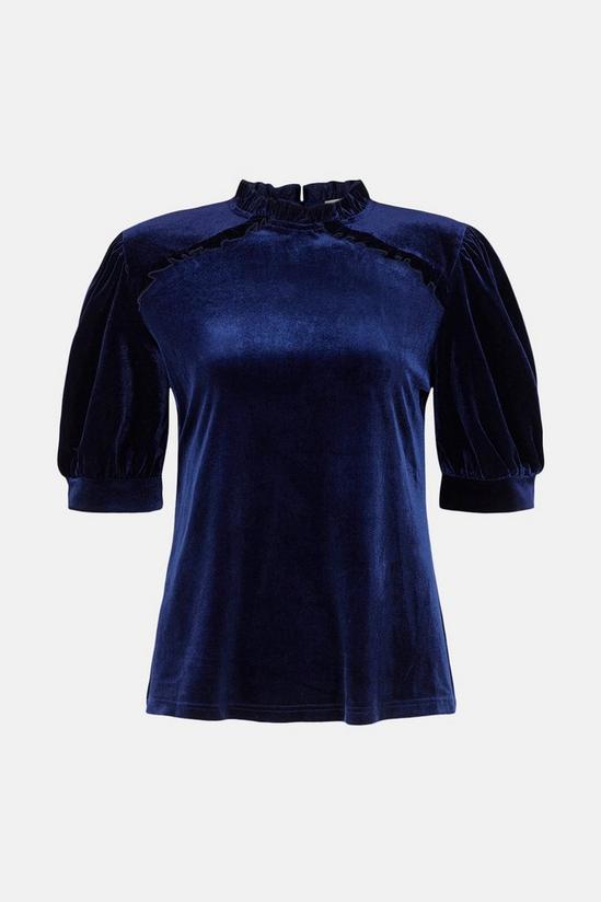 Oasis Velvet Frill Puff Sleeve T Shirt 4