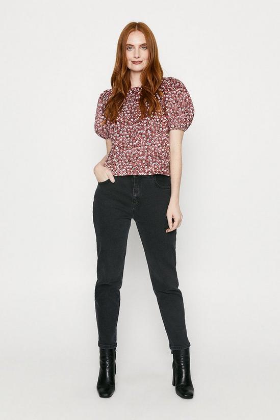 Oasis Ditsy Cord Puff Sleeve Top 1