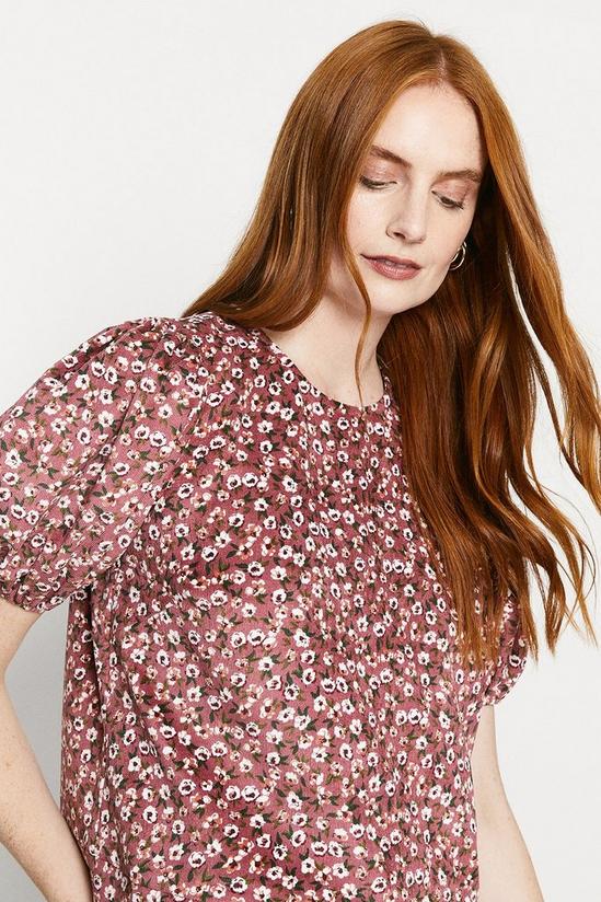 Oasis Ditsy Cord Puff Sleeve Top 2