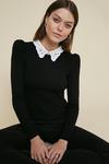 Oasis Puff Shoulder Lace Collared Jumper thumbnail 1