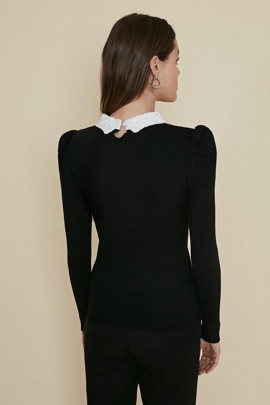 Oasis Puff Shoulder Lace Collared Jumper 3