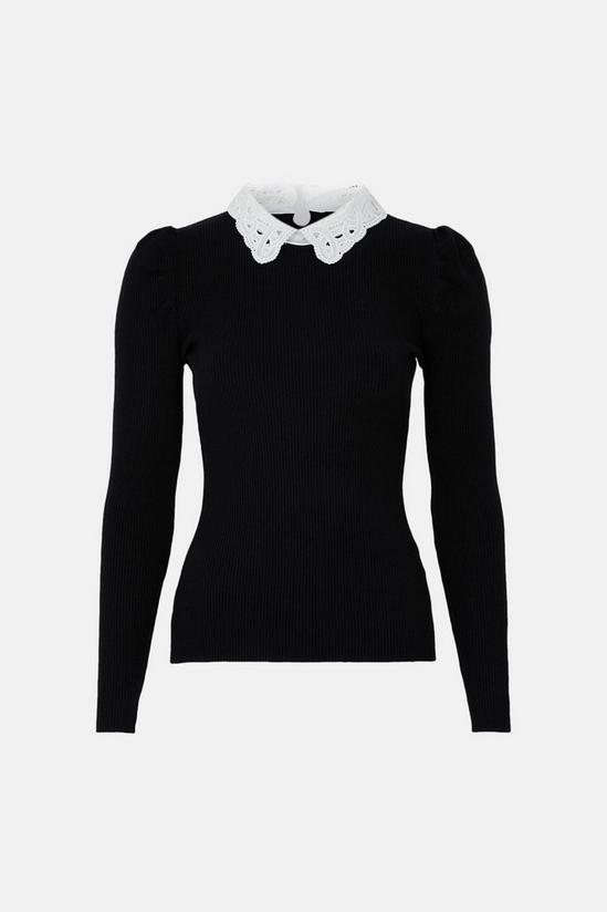 Oasis Puff Shoulder Lace Collared Jumper 4