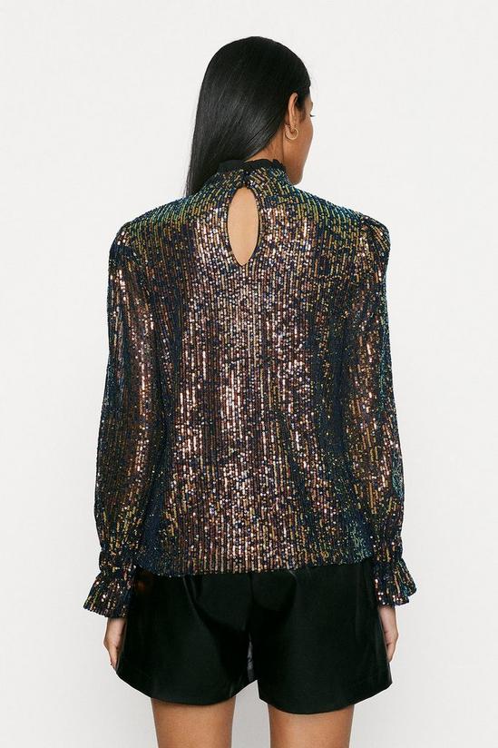 Oasis Sequin High Neck Blouse 3