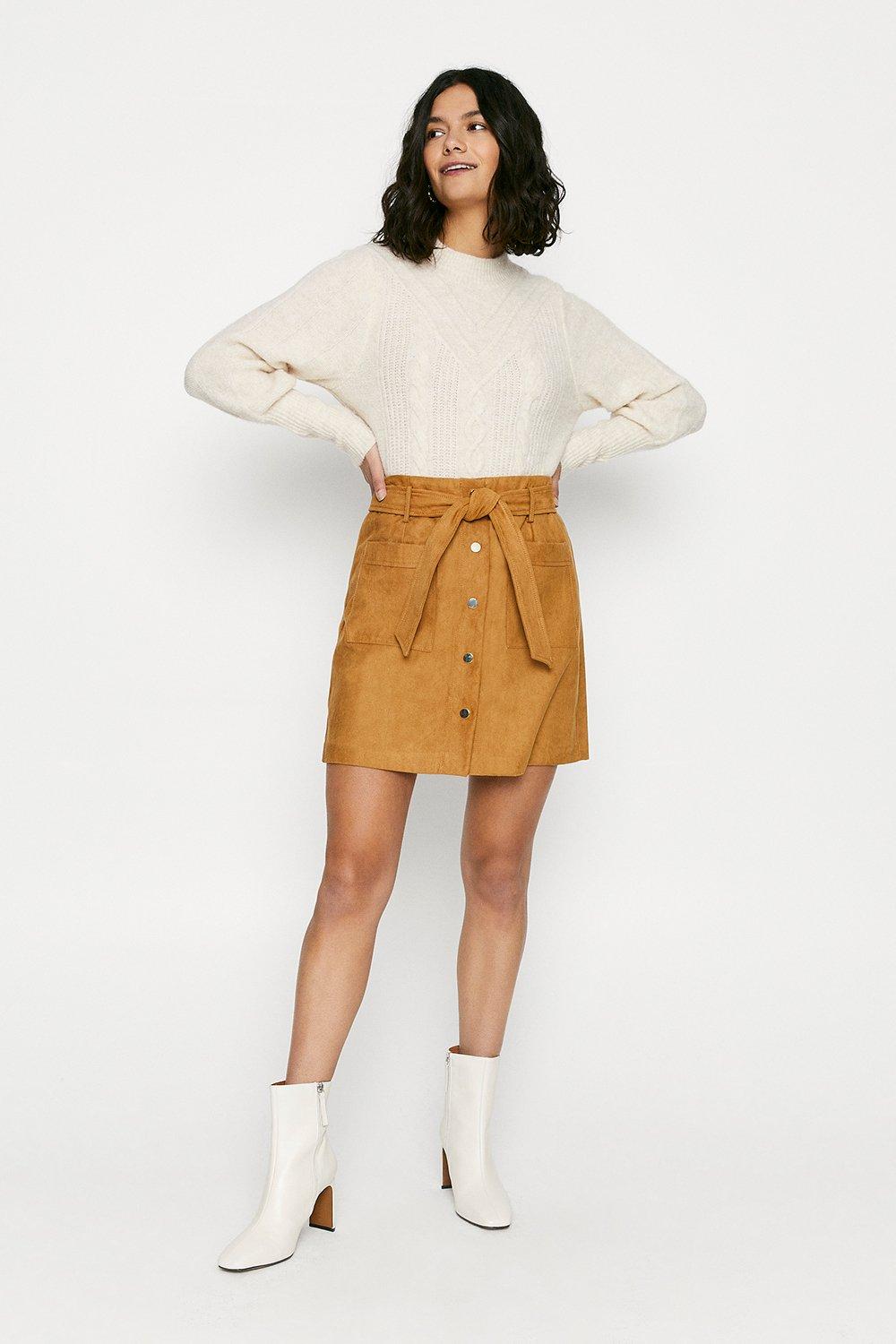 Skirts Faux Suede Button Through Skirt Oasis