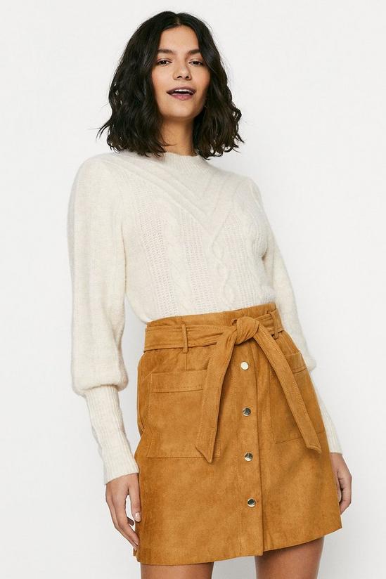 Oasis Faux Suede Button Through Skirt 2
