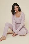 Oasis Cardigan And Vest And Jogger Cable Loungewear Set thumbnail 1