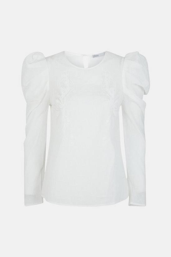 Oasis Dobby Embroidered Puff Sleeve Top 4