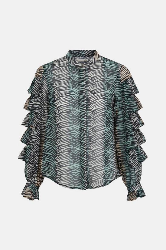 Oasis Zebra Ruffle Chiffon Shirt 4