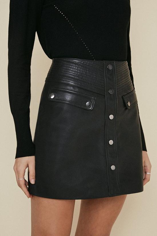 Oasis Button Detail Leather Skirt 2