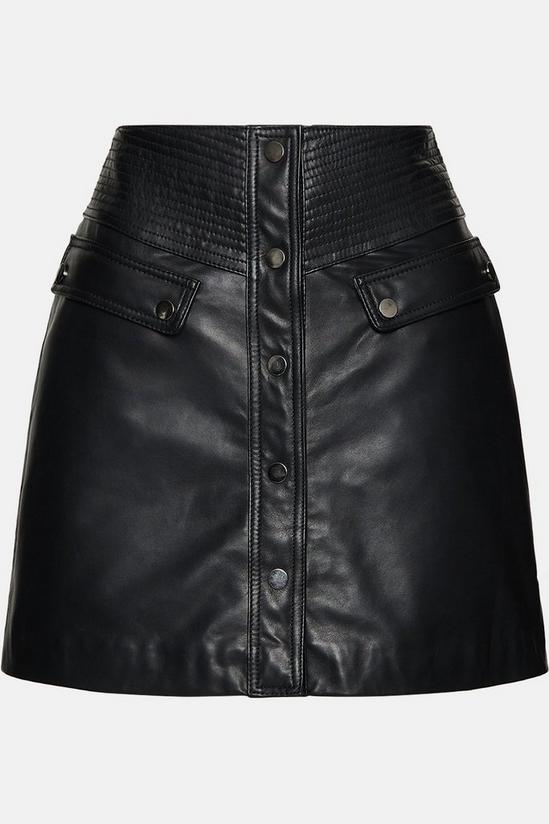 Oasis Button Detail Leather Skirt 4