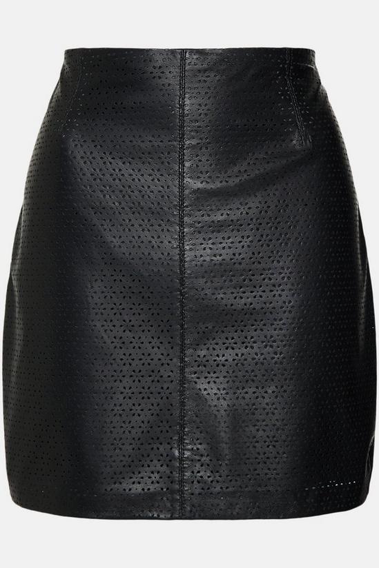 Oasis Lazer Cut Detail Leather Skirt 4