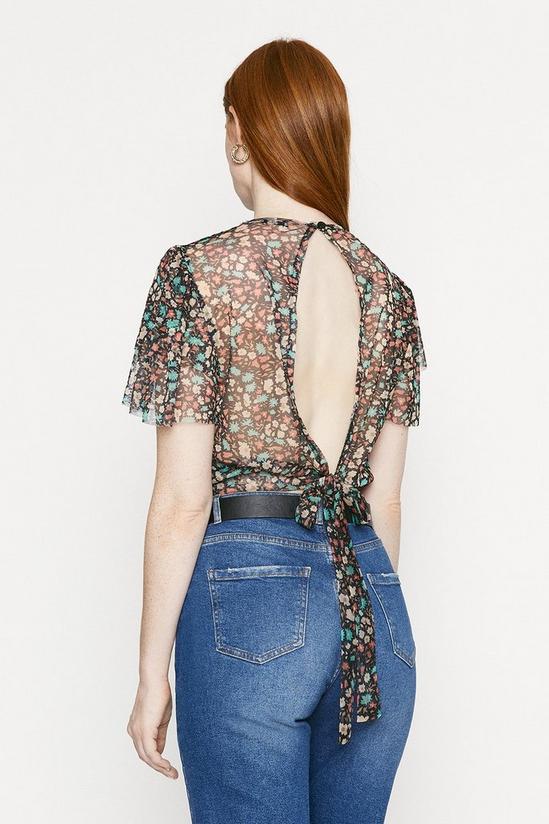 Oasis Ditsy Floral Mesh Tie Back Top 3