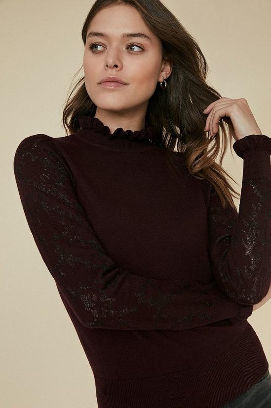 Oasis Knit Lace Frill Neck Jumper 1