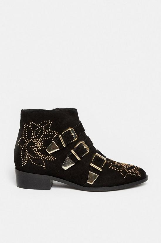 Oasis Floral Studded Suede Buckle Ankle Boot 1