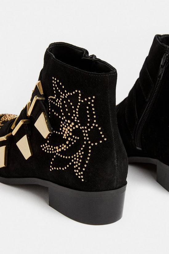Oasis Floral Studded Suede Buckle Ankle Boot 3