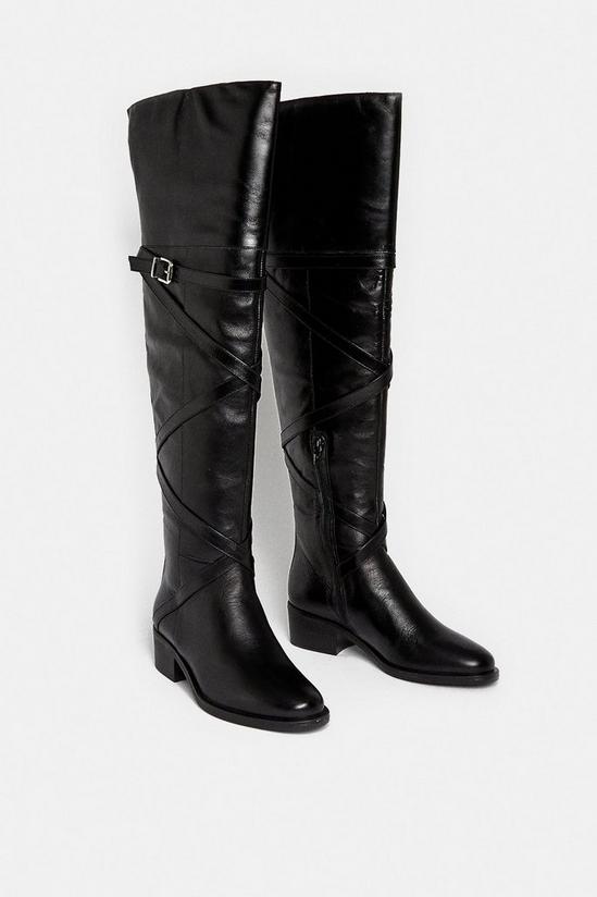 Oasis Long Flat Leather Riding Buckle Boot 2