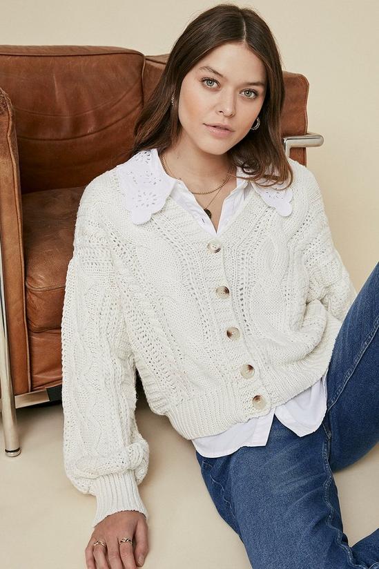 Oasis Cable Knit Button Up Cardigan 1