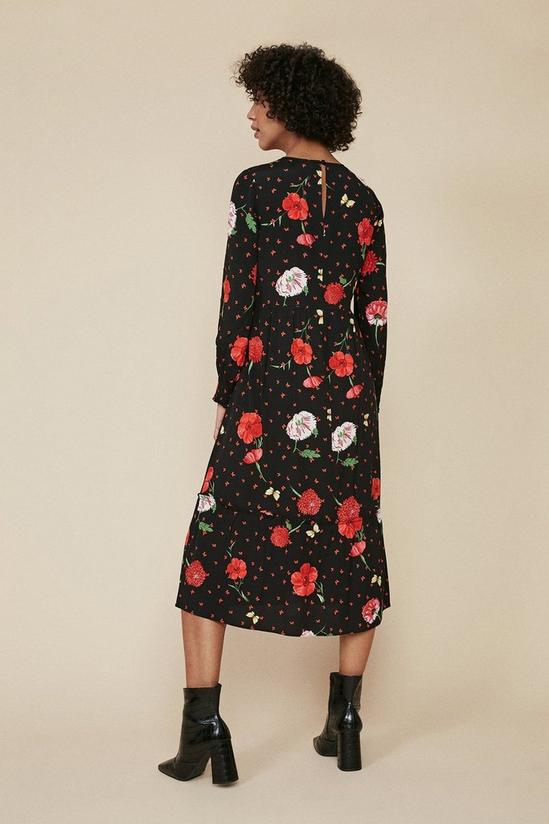 Oasis Red Floral Print Tiered Midi dress 3