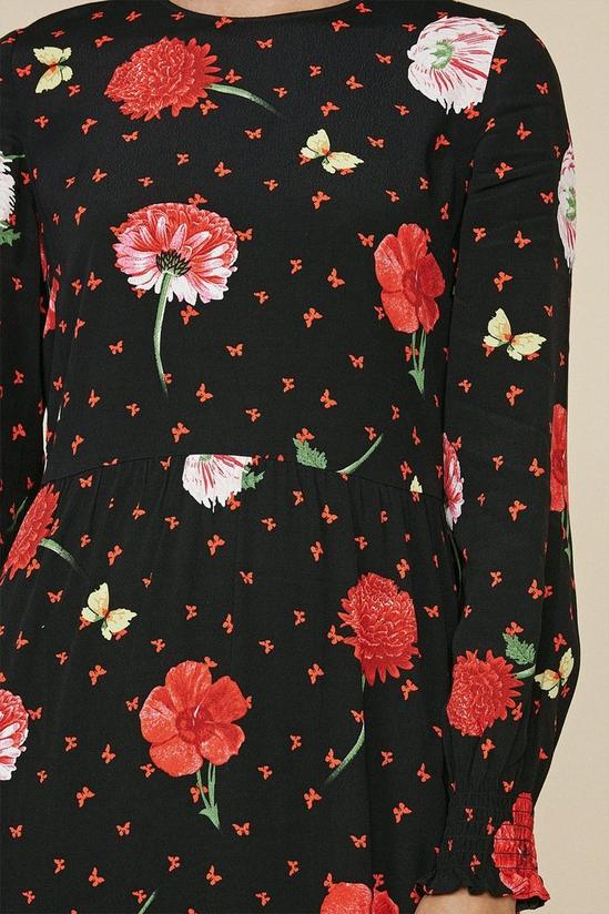 Oasis Red Floral Print Tiered Midi dress 4