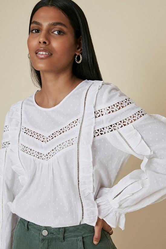 Oasis Lace Trim Dobby Blouse 2