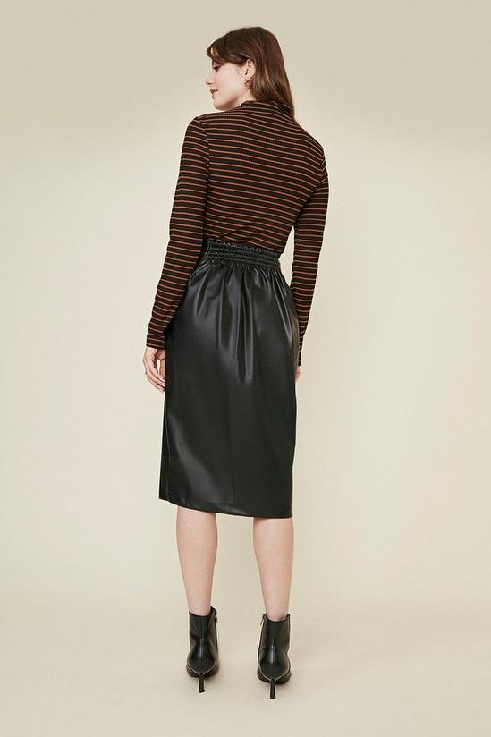 Oasis Faux Leather Button Midi Skirt 3