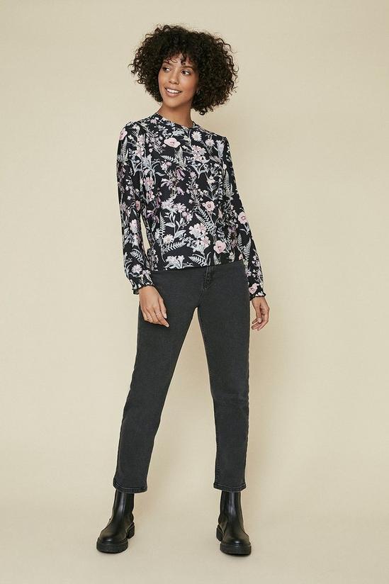 Oasis Floral Printed Shirred Cuff Long Sleeve Top 2