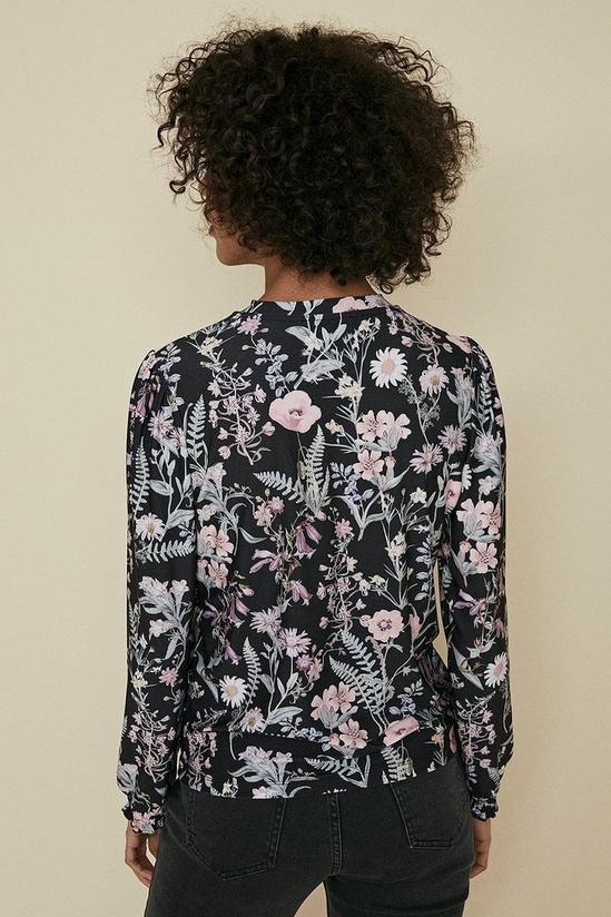 Oasis Floral Printed Shirred Cuff Long Sleeve Top 3