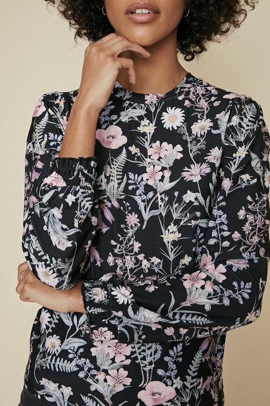 Oasis Floral Printed Shirred Cuff Long Sleeve Top 4